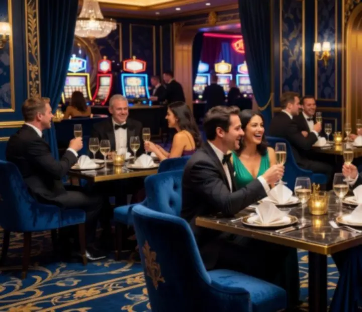 Večernja atmosfera Zagrebia casino restorana s toplim svjetlom i elegantnim stolovima